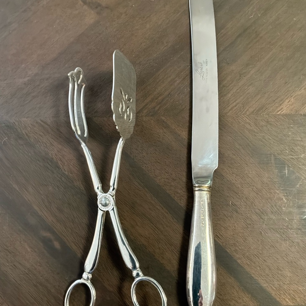 Leonard Stainless Korea Silver Plated/Stainless Wedding Cake Knife & Server Set